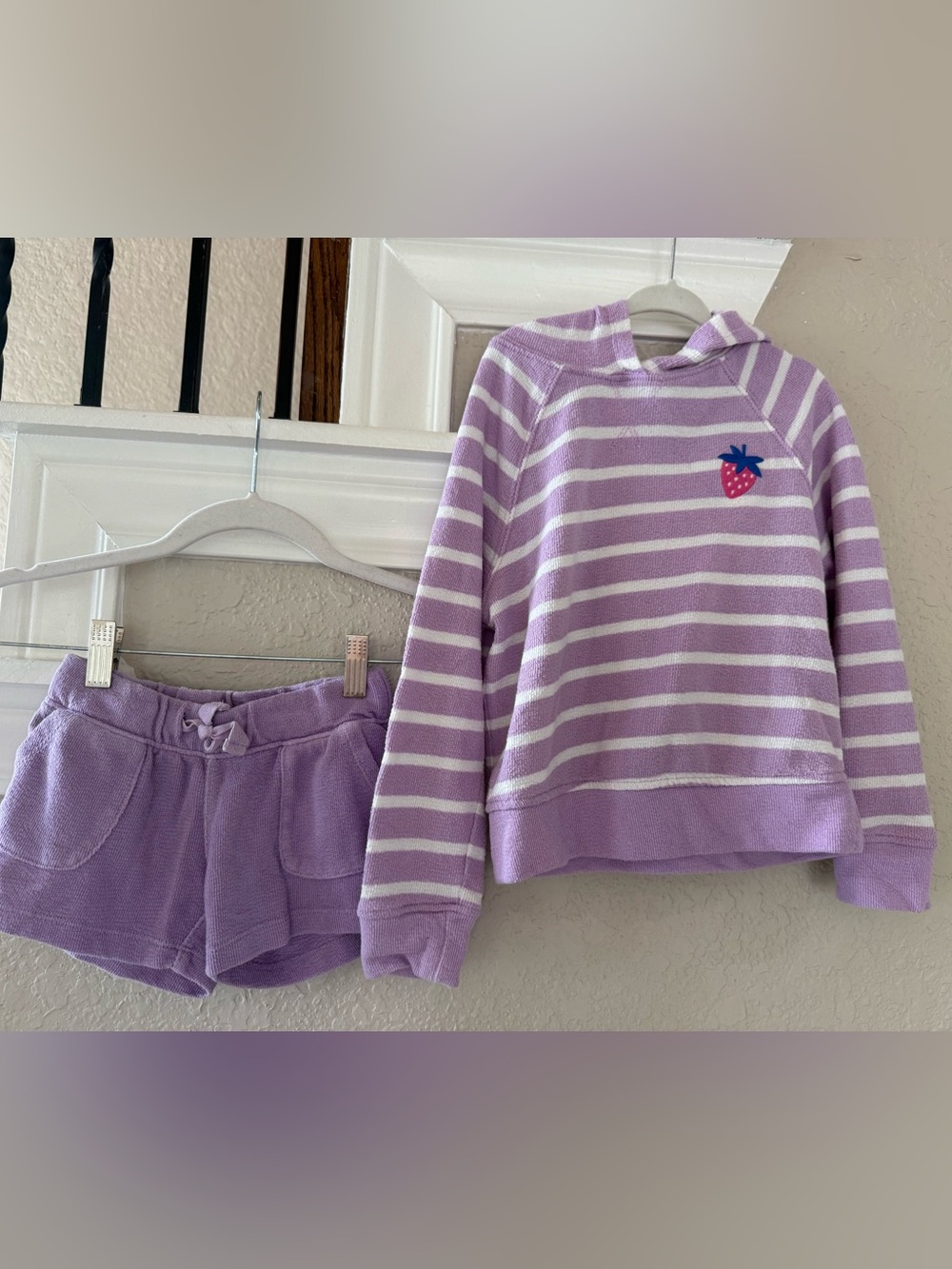 Cat & Jack Lilac and White Striped Terry Shorts